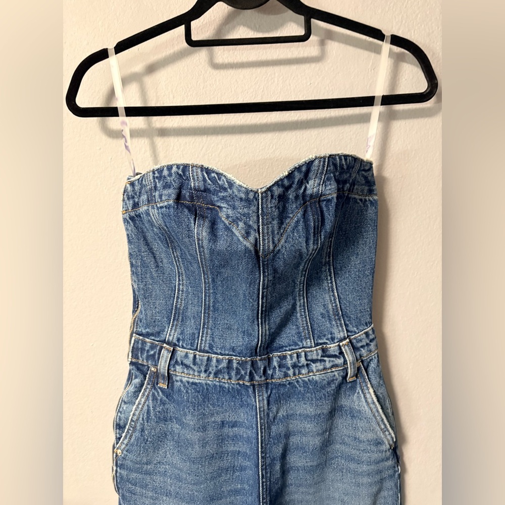 NWT Hudson The Creator Sweetheart Denim Wide Leg Jumpsuit in Stone Blue. Size 25 - Picture 9 of 15